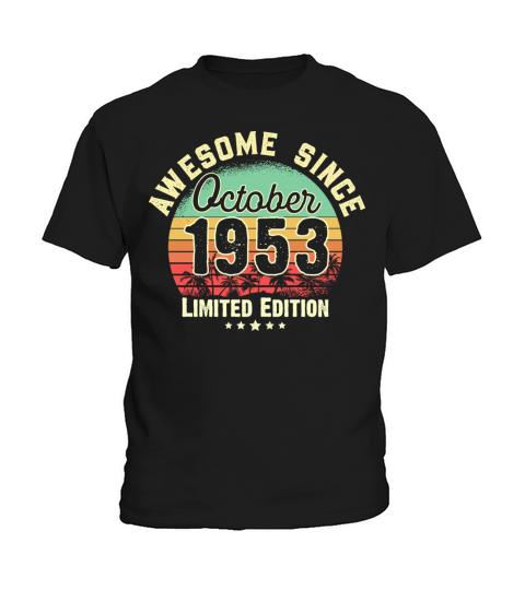 October 1953 68th Year Old Birthday Gift Retro Kids T-Shirt