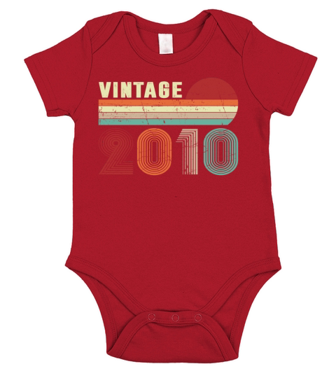 Vintage 2010 Funny 10 Years Old Kids 10th Birthday Short Sleeve Baby One-Piece