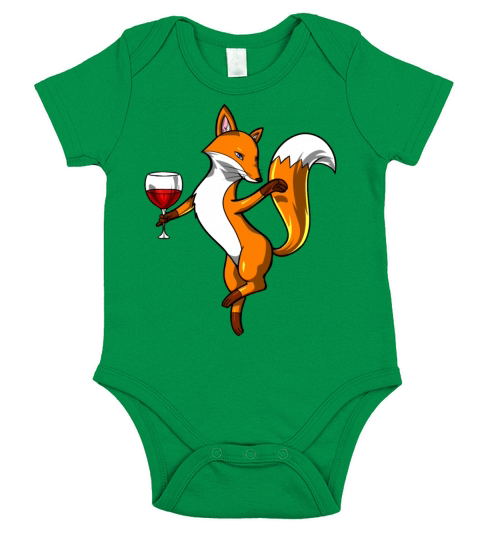 Cute Fox Wine Drinking Lover Party Short Sleeve Baby One-Piece