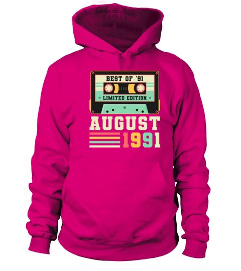 30th Birthday August Gift Vintage 1991 30 Years Women's Hoodie