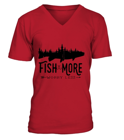 Fish More Worry Less V-Neck T-shirt