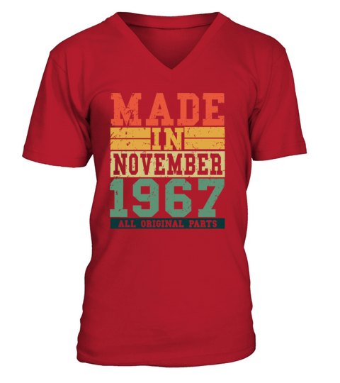 1967 Birthday November Vintage Saying Men's V-Neck T-shirt