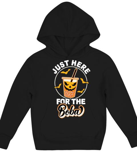 Halloween Bubble Tea With Pumpkin Face And Red Eye Kids Hoodie