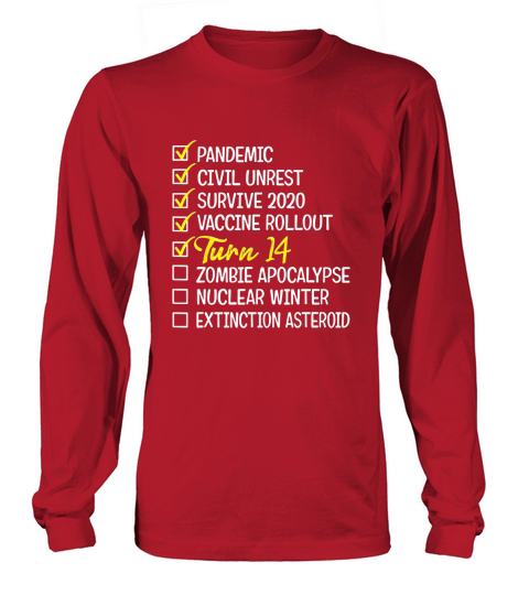 14th Birthday Gift 14 Years Old Checklist Long sleeved Unisex