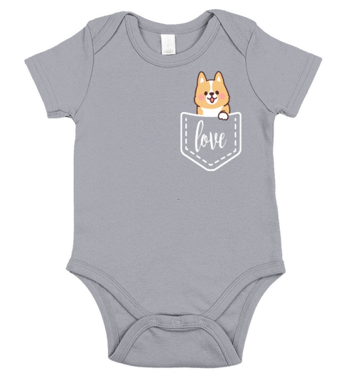 Love Corgi in Pocket Corgi print - Funny Corgi Short Sleeve Baby One-Piece