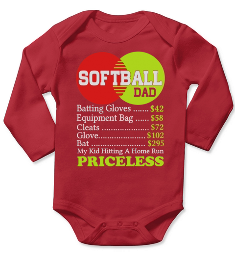 Softball Apprel Funny Softball Dad Priceless T-shirt Black Women B0765D75RC 1 Long Sleeve Baby One-Piece