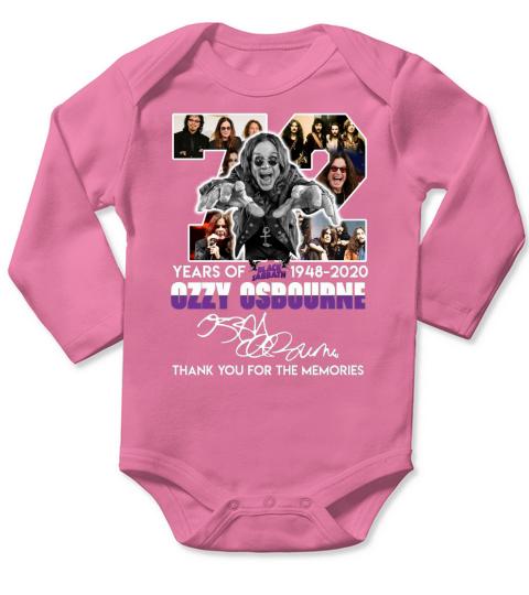 72 years of 1948 2020 ozzy osbourne thank you for the memories signature Long Sleeve Baby One-Piece