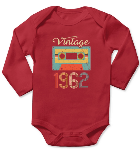 Vintage Cassette 1962 60th Birthday 60 Years Gift Long Sleeve Baby One-Piece