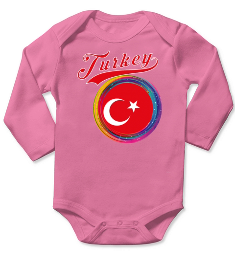 Turkey Sports Holi Color Framed Turkey Flag Long Sleeve Baby One-Piece