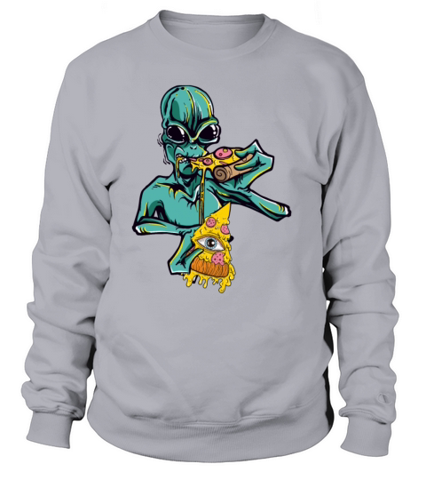 Alien Head Eating Pizza UFO Extraterrestrial Food Women's Sweatshirt