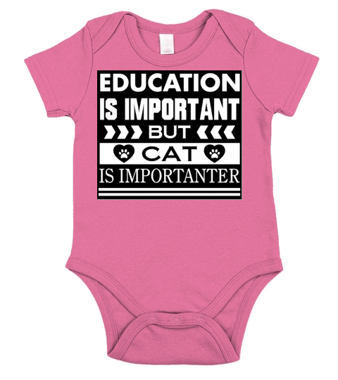 Education Is Important But Cat Is Importanter Short Sleeve Baby One-Piece