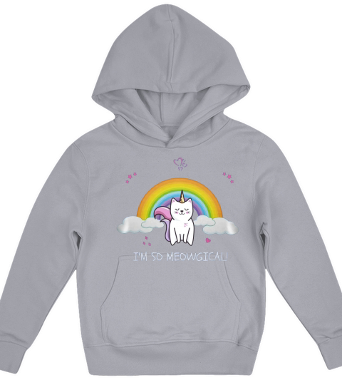 Unicorn Rainbow Im so Meowgical Kids Hoodie
