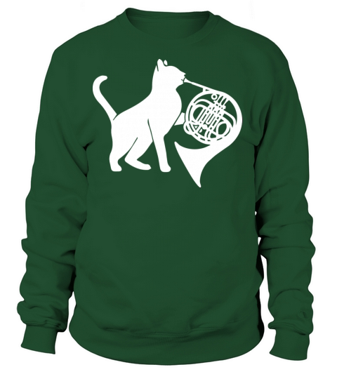 Cool Cat Playing French Horn Musician Music Women's Sweatshirt