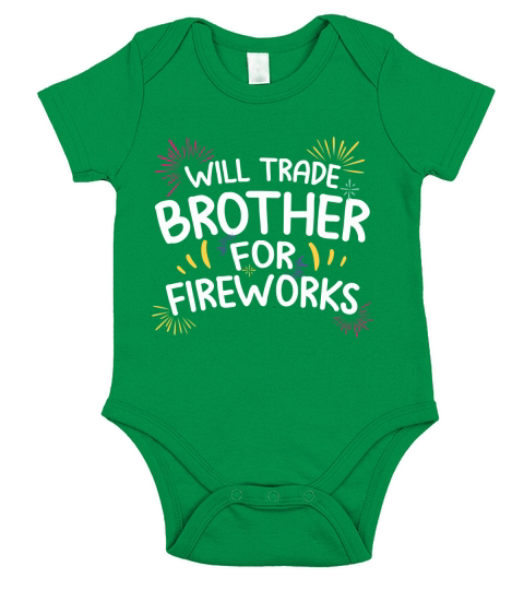 Will Trade Brother For Fire Work 4th Of July Short Sleeve Baby One-Piece