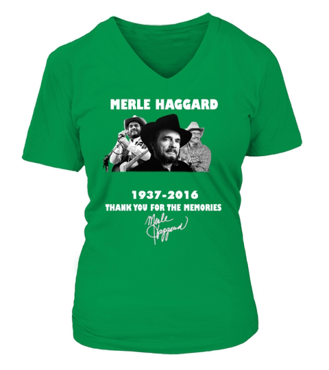 Merle Haggard 1937 2016 Thank You For The Memories Signature shirt V-neck T-Shirt Woman