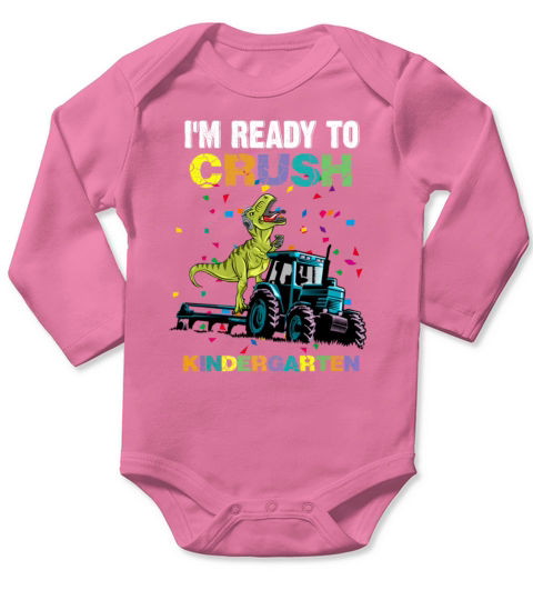 To Crush Kindergarten Tractor Dinosaur Boys Long Sleeve Baby One-Piece