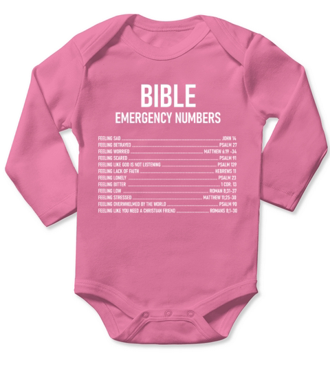 Bible Emergency Numbers Long Sleeve Baby One-Piece