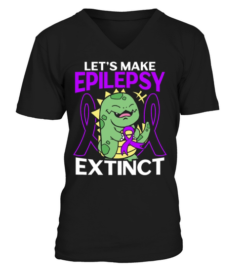 Lets Make Epilepsy Extinct Dinosaur Lover Dino Men's V-Neck T-shirt
