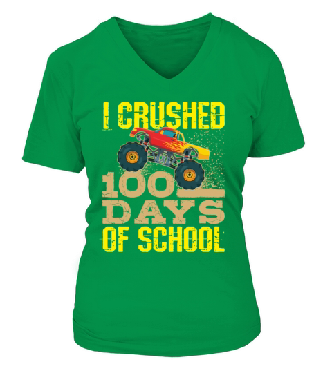 100 Days Of School Monster Truck Women's V-Neck T-shirt
