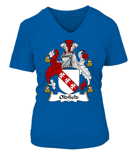 Oldfield Family Crest British Family Crests V-neck T-Shirt Woman