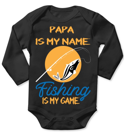 Papa Fishing Shirt Grandpa Gift Outdoor Long Sleeve Baby One-Piece