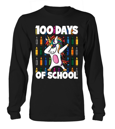 100 Days of School Crayon Dabbing Unicorn Magic Men's Long Sleeve