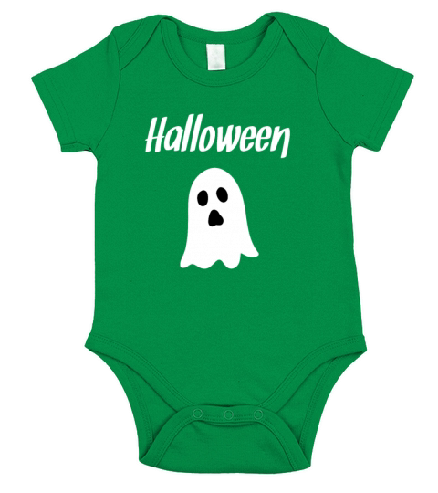 White Halloween Boo Ghost Short Sleeve Baby One-Piece
