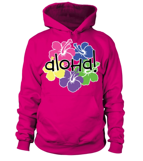 Aloha Flower in Color Ring with White Border Women's Hoodie
