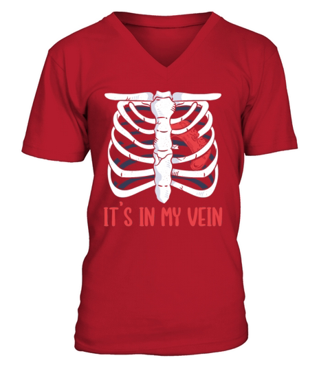 Its In My Veins Halloween Gamers Skeleton Ribs Men's V-Neck T-shirt