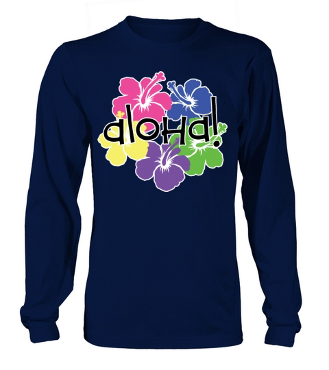 Aloha Flower in Color Ring with White Border Women's Long Sleeve