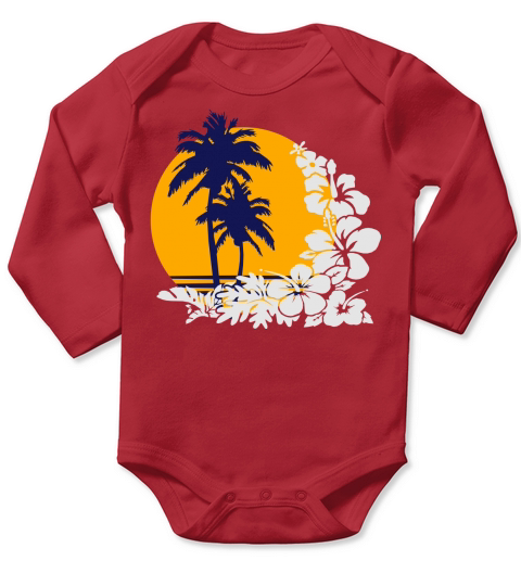 palm sunset Long Sleeve Baby One-Piece