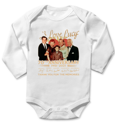 I Love Lucy 70th anniversary 1951 2021 thank you for the memories signatures Long Sleeve Baby One-Piece