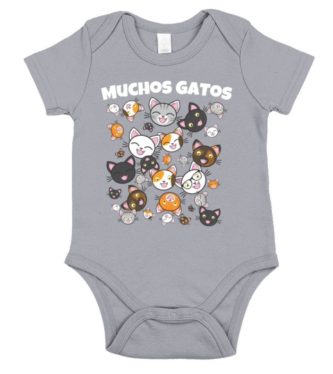 Muchos Gatos Funny Cat Face Shirt Short Sleeve Baby One-Piece