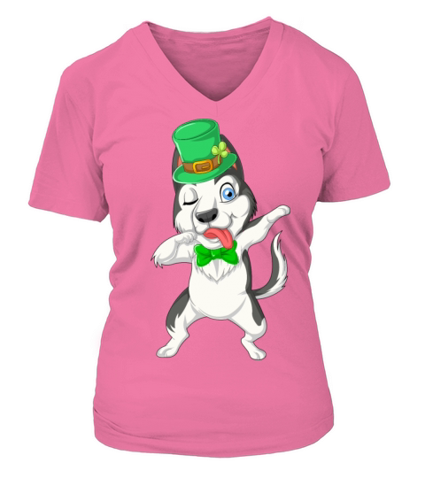 dabbing husky st patricks day Women's V-Neck T-shirt