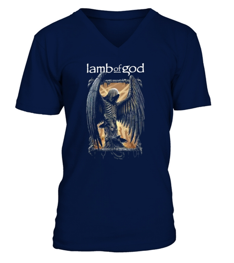 Lamb Of God  Winged Death Band Logo Official V-Neck T-shirt