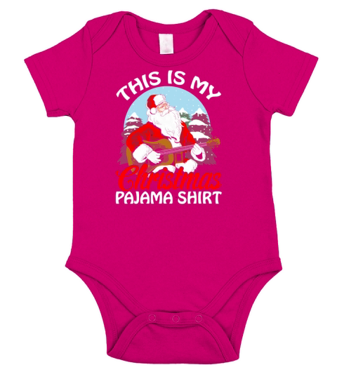This Is My Christmas Pajama Guitar Santa Short Sleeve Baby One-Piece