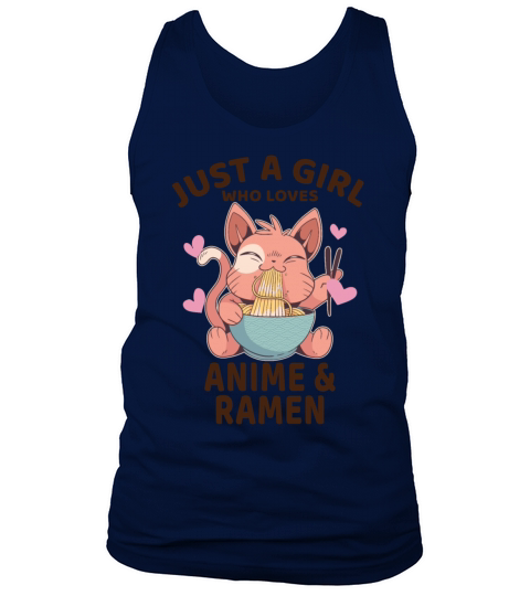 Just A Girl Who Loves Anime and Ramen Cute Cat Men's Tank Top