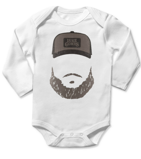 Luke Combs Heather Stone Beard Long Sleeve Baby One-Piece