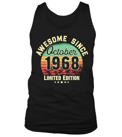 October 1968 53rd Year Old Birthday Gift Retro Men's Tank Top