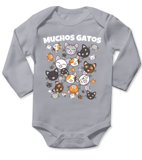Muchos Gatos Funny Cat Face Shirt Long Sleeve Baby One-Piece