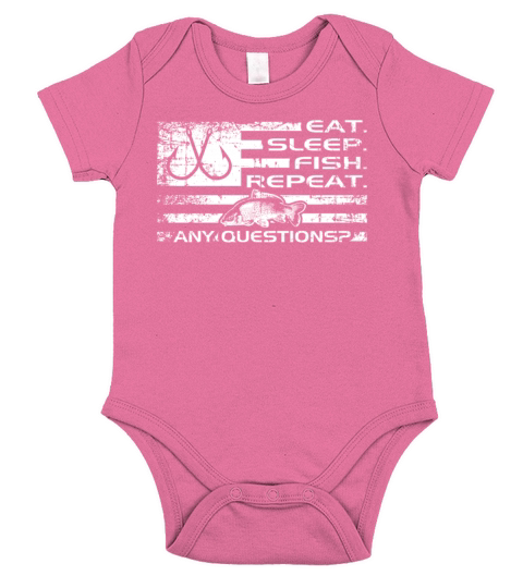 Eat Sleep Fish Repeat Bass Fishing Any Questions U Short Sleeve Baby One-Piece