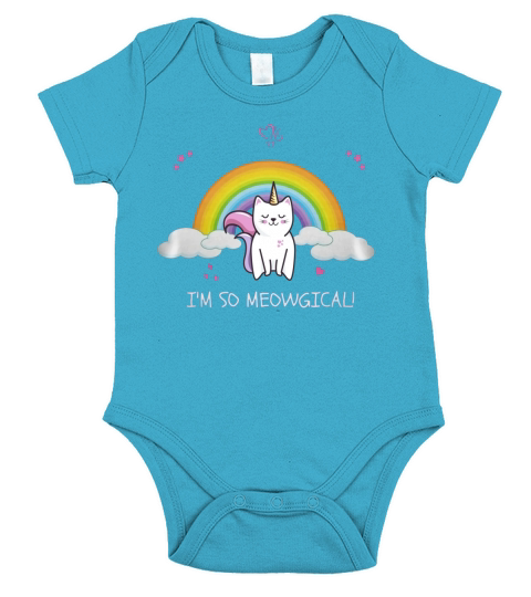 Unicorn Rainbow Im so Meowgical Short Sleeve Baby One-Piece
