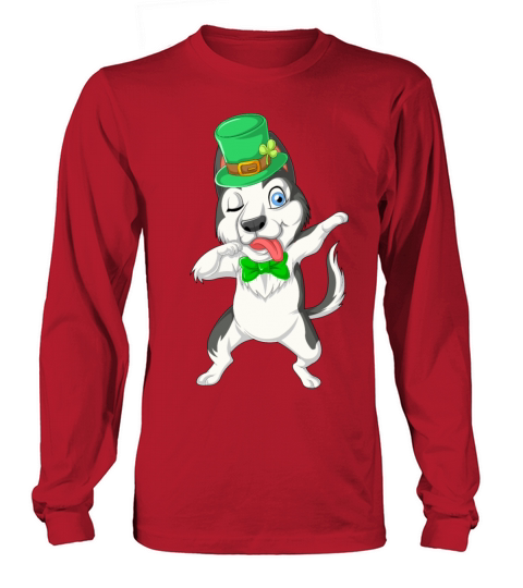 dabbing husky st patricks day Men's Long Sleeve