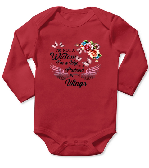I’m not a widow i’m a wife to a husband with wings Long Sleeve Baby One-Piece