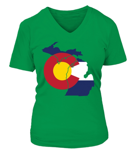 Michigan Colorado Funny Pride Flag Apparel V-neck T-Shirt Woman