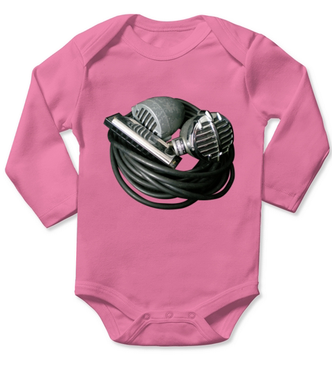 Vintage Microphones and Harmonica tee shirt Long Sleeve Baby One-Piece