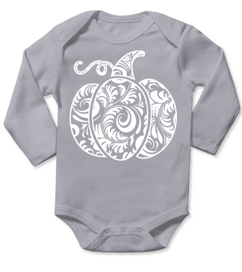 Swirly Pumpkin Floral Lace Mandala Long Sleeve Baby One-Piece