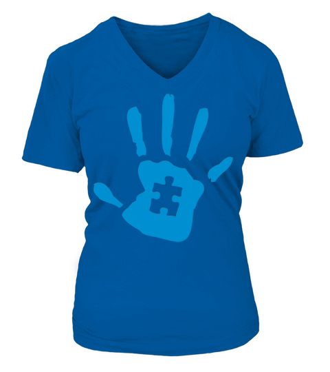 Autism Handprint V-neck T-Shirt Woman
