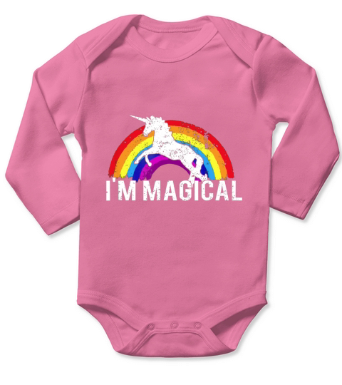 I Am Magical Unicorn In Rainbow  Funny and Pretty Long Sleeve Baby One-Piece