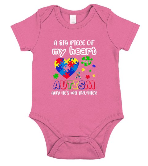 My heart has Autism and hes my brother Short Sleeve Baby One-Piece